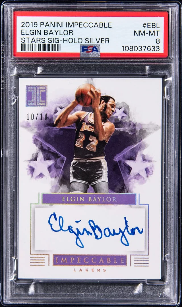 2019-20 Panini Impeccable Elgin Baylor Stars Signatures Holo Silver #IST-EBL card image