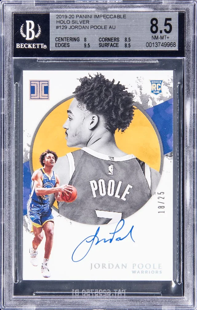 2019-20 Panini Impeccable Jordan Poole Autographs Holo Silver #129 card image