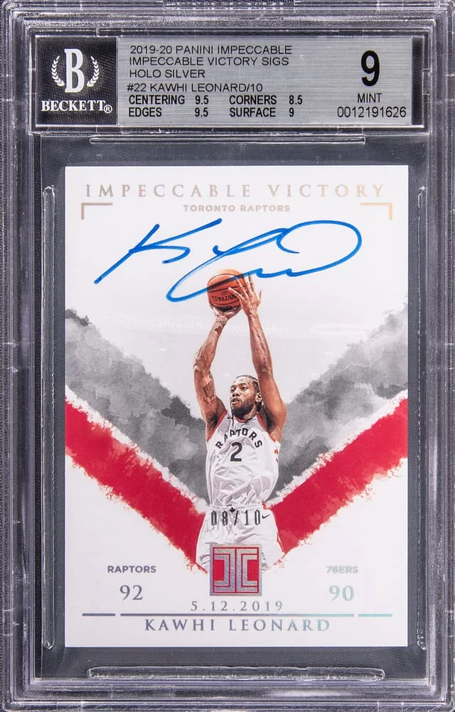 2019-20 Panini Impeccable Kawhi Leonard Impeccable Victory Signatures Silver Holo #KWL card image