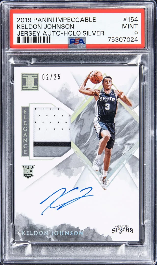 2019-20 Panini Impeccable Keldon Johnson Jersey Autograph Holo Silver #154 card image