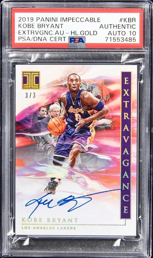2019-20 Panini Impeccable Kobe Bryant Extravagance Autographs Holo Gold #EA-KBR card image