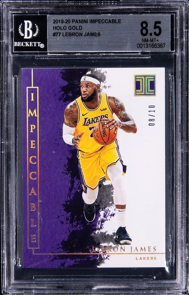 2019-20 Panini Impeccable LeBron James Holo Gold #77 card image