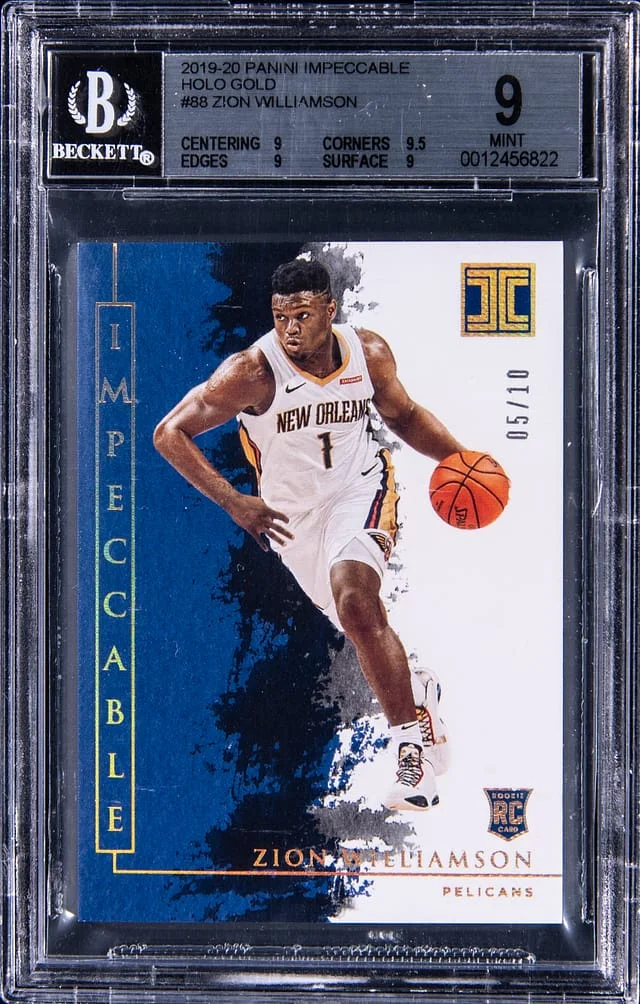 2019-20 Panini Impeccable Zion Williamson Gold #88 card image