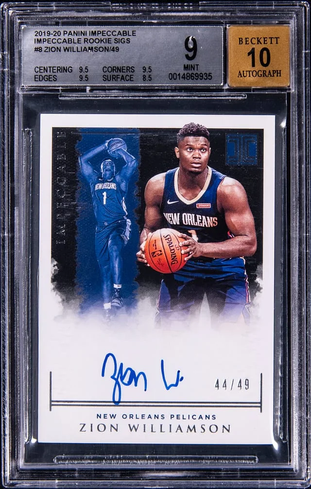 2019-20 Panini Impeccable Zion Williamson Signatures #IR-ZWL card image