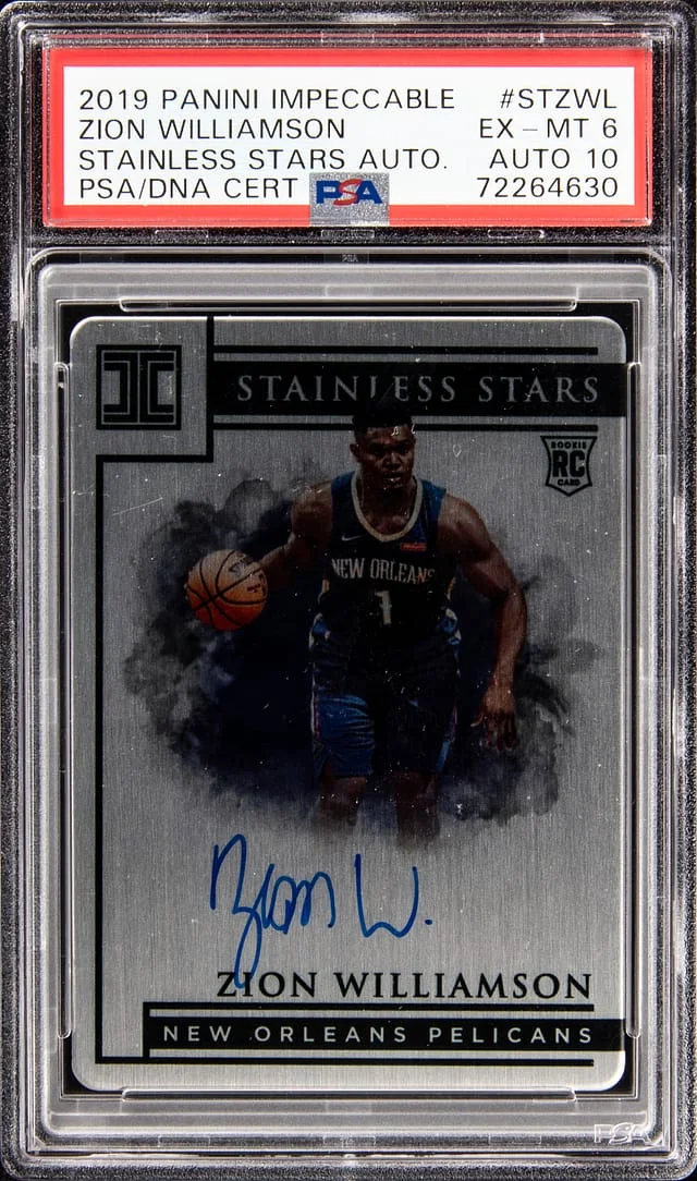 2019-20 Panini Impeccable Zion Williamson Stainless Stars Autograph #ST-ZWL card image