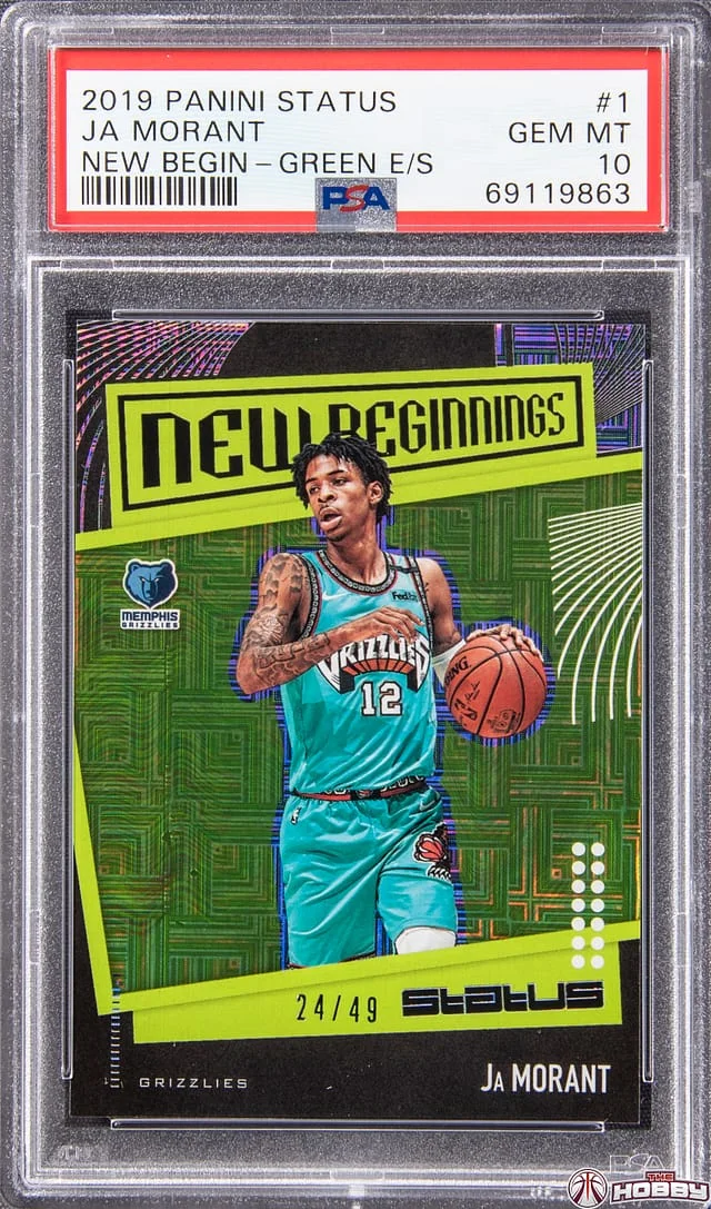 2019-20 Panini Ja Morant Status New Beginnings Green Electric Status #1 card image