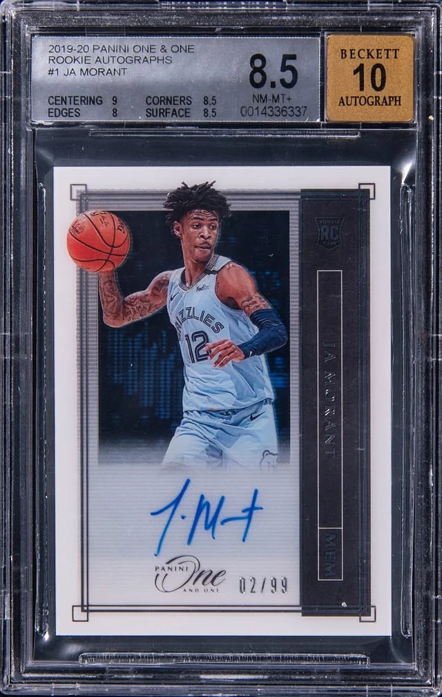 2019-20 Panini Ja Morant One & One Autographs #RA-JMT card image