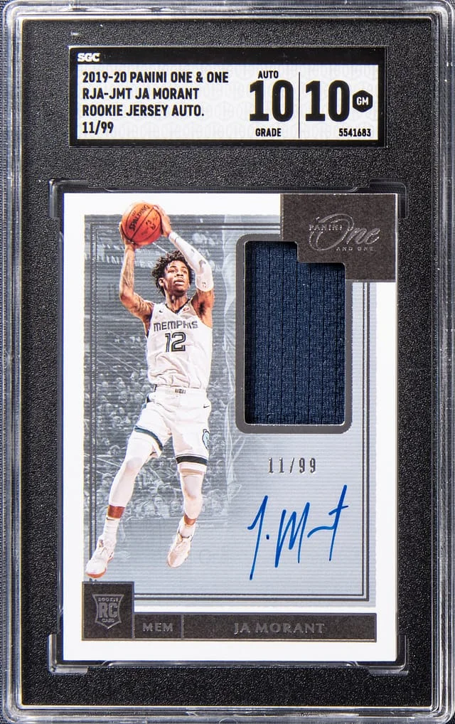 2019-20 Panini Ja Morant One & One Jersey Autograph #RJA-JMI card image