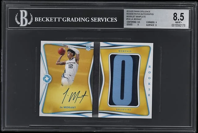 2019-20 Panini Ja Morant Opulence Patch Autographs Booklet Nameplate #RPA-JMT card image