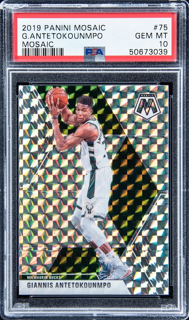 2019-20 Panini Mosaic Giannis Antetokounmpo Silver Mosaic #75 card image