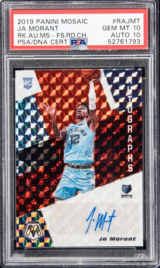 2019-20 Panini Mosaic Ja Morant Autograph Mosaic #RAJMT card image