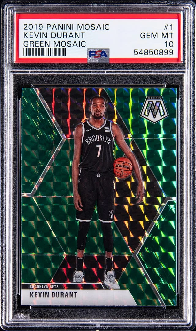2019-20 Panini Mosaic Kevin Durant Green Mosaic #1 card image