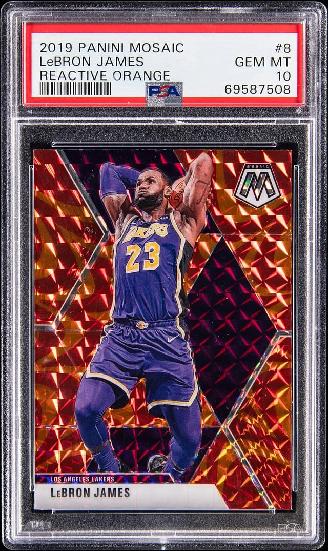 2019-20 Panini Mosaic LeBron James Reactive Orange #8 card image