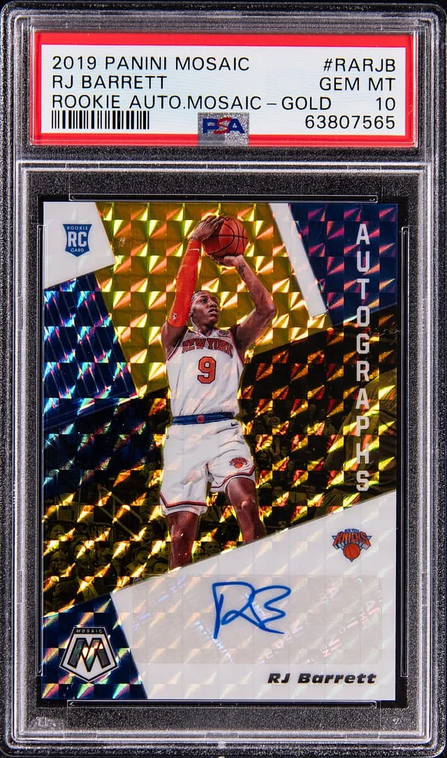2019-20 Panini Mosaic RJ Barrett Autographs Mosaic Gold #RA-RJB card image
