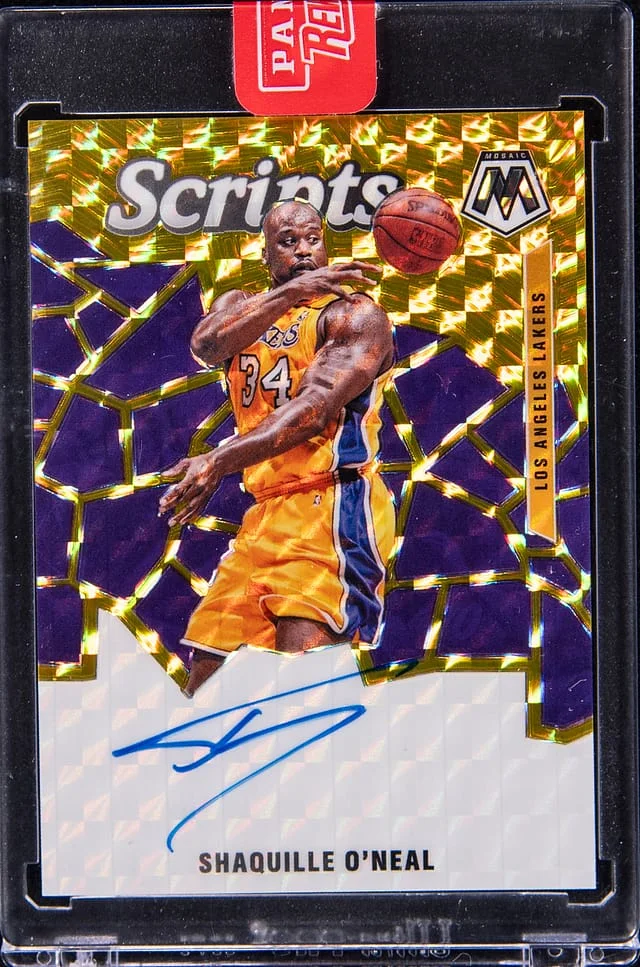 2019-20 Panini Mosaic Shaquille O'Neal Scripts-Gold Prizm #SC-SON card image