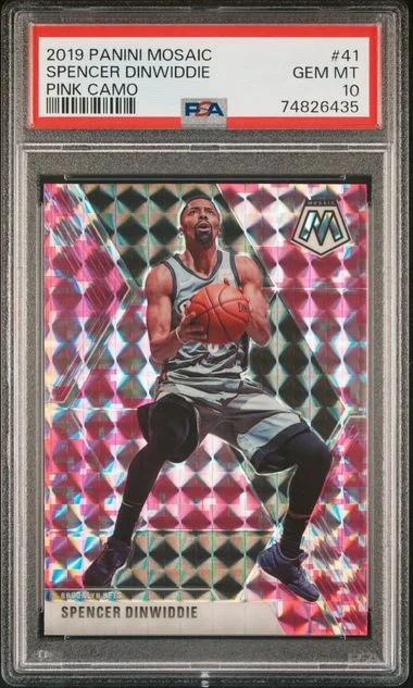 2019-20 Panini Mosaic Spencer Dinwiddie Pink Camo #41 card image