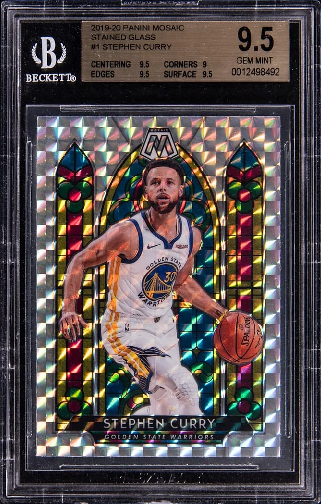 2019-20 Panini Mosaic Stephen Curry Stained Glass #1 card image