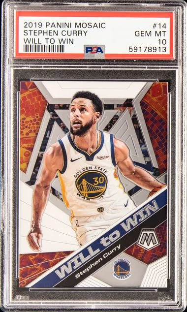 2019-20 Panini Mosaic Stephen Curry Will To Win #14 card image