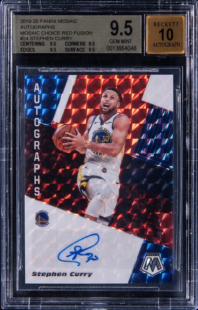2019-20 Panini Mosaic Stephen Curry Autographs Choice Red Fusion Mosaic #AM-SCY card image