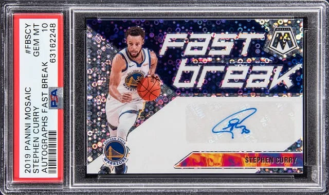 2019-20 Panini Mosaic Stephen Curry Autographs Fast Break #FB-SCY card image