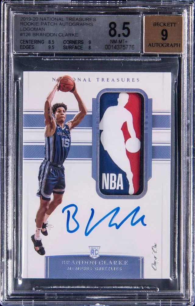 2019-20 Panini National Treasures Brandon Clarke Patch Autograph (RPA) Logoman #126 card image