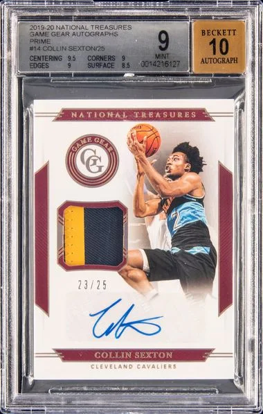 2019-20 Panini National Treasures Collin Sexton Game Gear Autographs Prime #GG-CSX card image