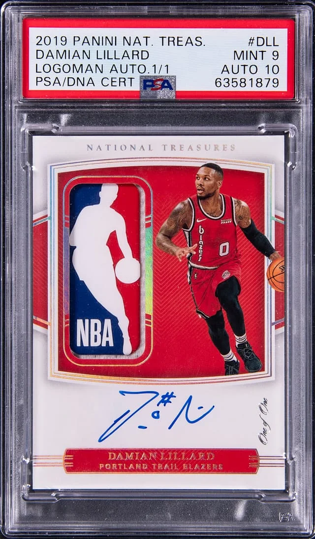 2019-20 Panini National Treasures Damian Lillard Logoman Autographs #LA-DLL card image