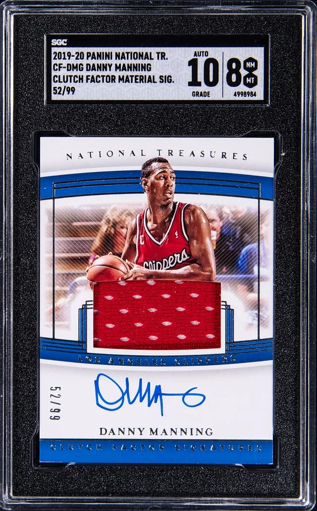 2019-20 Panini National Treasures Danny Manning Clutch Factor Material Signatures #CF-DMG card image