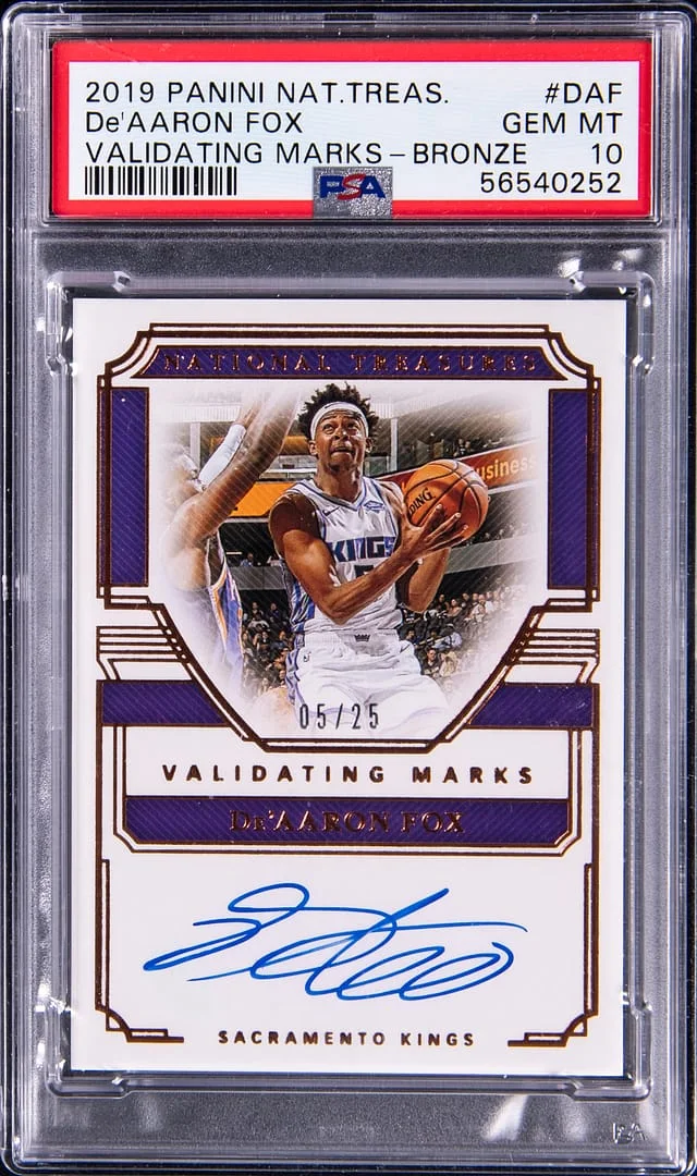 2019-20 Panini National Treasures De'Aaron Fox Validating Marks Bronze #VM-DAF card image