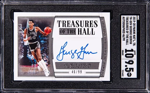 2019-20 Panini National Treasures George Gervin Treasures of The Hall Autographed #TH-GGV card image