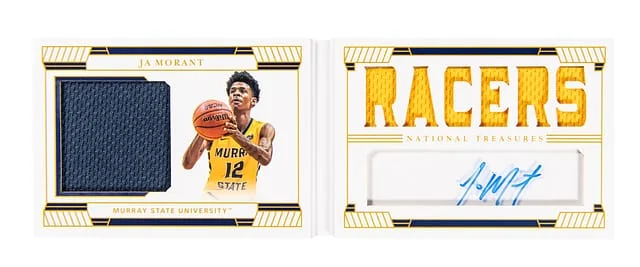 2019-20 Panini National Treasures Ja Morant Collegiate Relic Booklet #2 card image