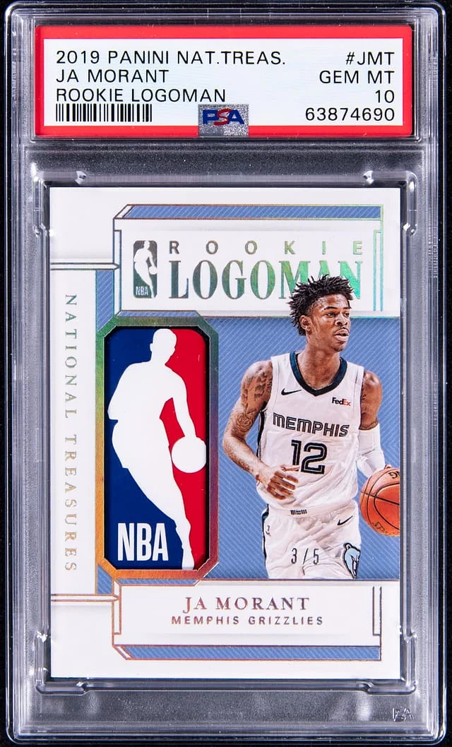 2019-20 Panini National Treasures Ja Morant Logoman #RL-JMT card image