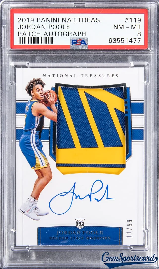 2019-20 Panini National Treasures Jordan Poole Patch Autographs (RPA) #119 card image