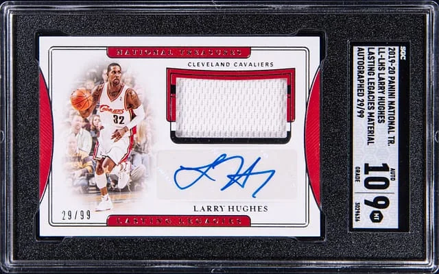 2019-20 Panini National Treasures Larry Hughes Lasting Legacies Material Autographed #LL-LHS card image