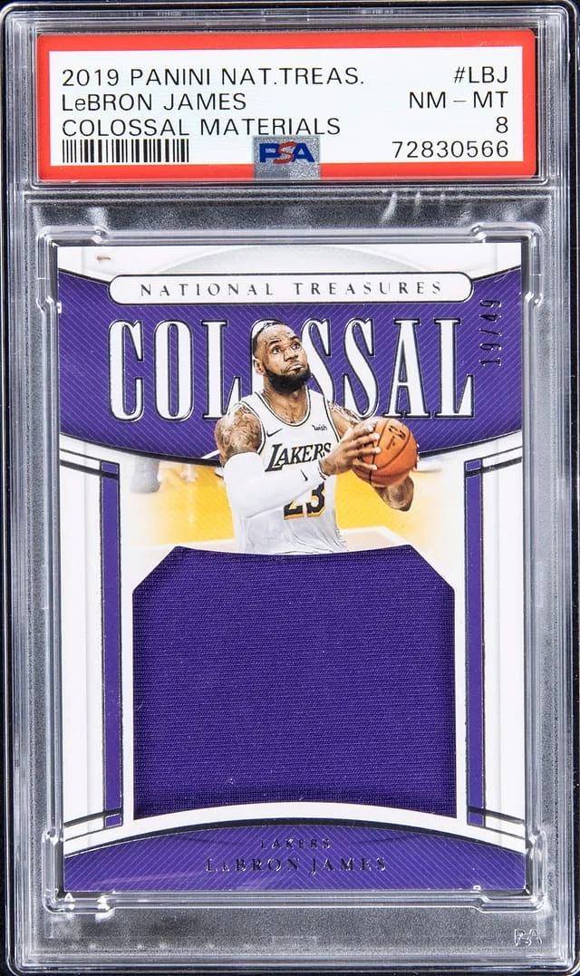 2019-20 Panini National Treasures LeBron James Colossal Materials #CLM-LBJ card image