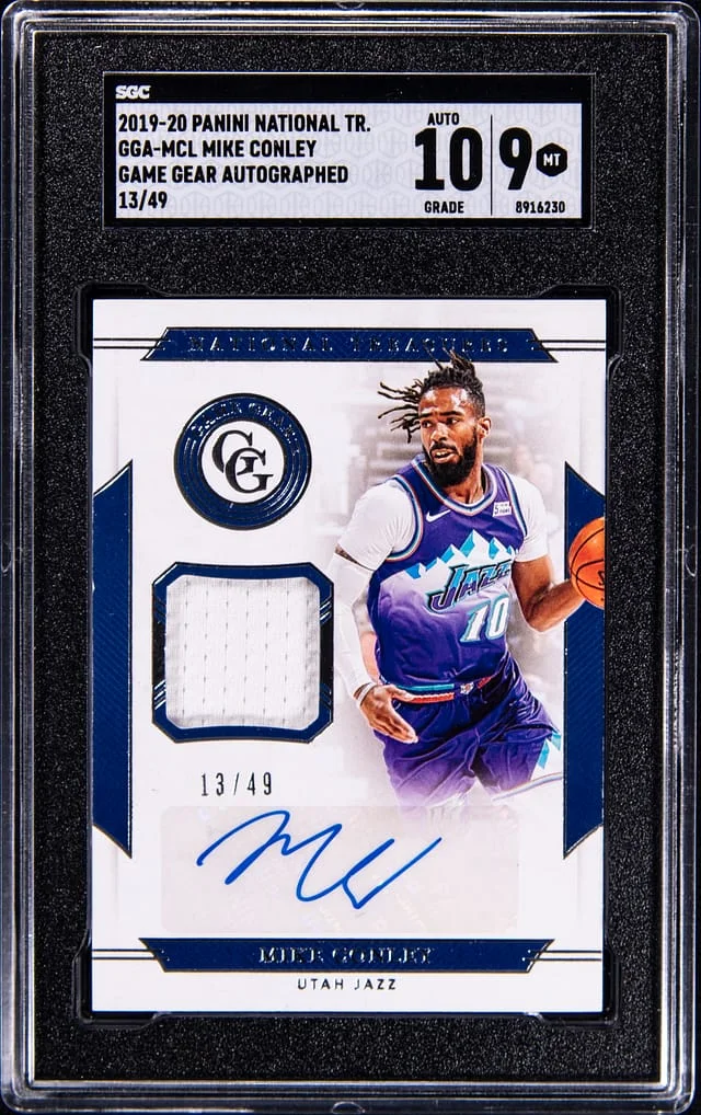 2019-20 Panini National Treasures Mike Conley Game Gear Autographed #GGA-MCL card image