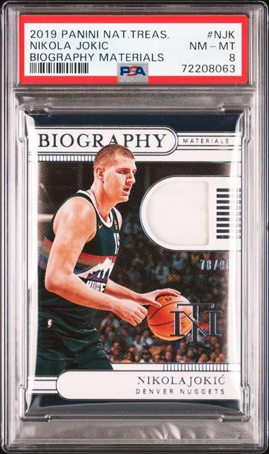 2019-20 Panini National Treasures Nikola Jokic Biography Materials #BM-NJK card image