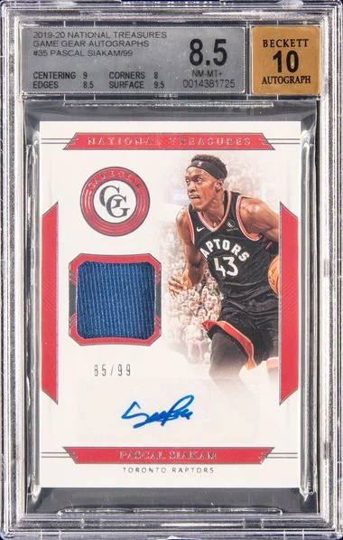 2019-20 Panini National Treasures Pascal Siakam Game Gear Autographs #GGA-PSK card image