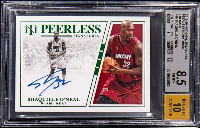 2019-20 Panini National Treasures Shaquille O'Neal Peerless Signatures Emerald #PS-SON card image