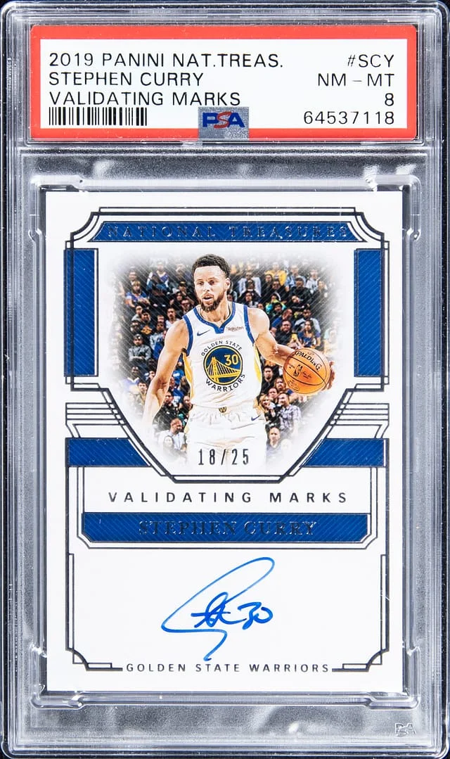 2019-20 Panini National Treasures Stephen Cury Validating Marks #VM-SCY card image