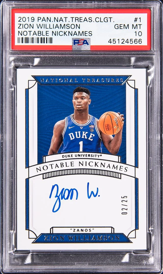 2019-20 Panini National Treasures Zion Williamson Collegiate Notable Nicknames #1 card image