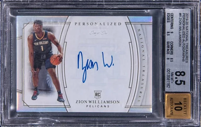 2019-20 Panini National Treasures Zion Williamson Personalized Autographs #8 card image