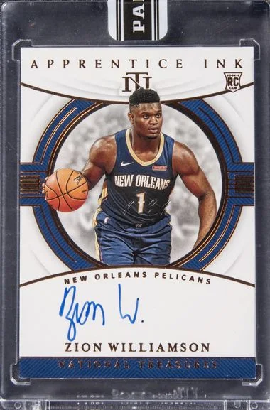 2019-20 Panini National Treasures Zion Williamson Apprentice Ink Bronze 2022 Black Box #AI-ZWL card image
