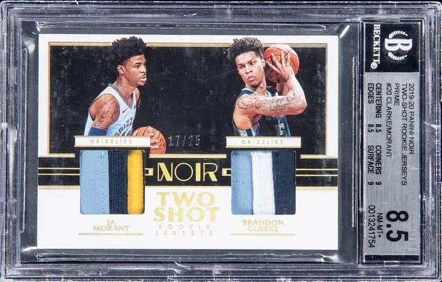 2019-20 Panini Noir Ja Morant/Brandon Clarke Two-Shot Jersey Prime #TS-JB card image