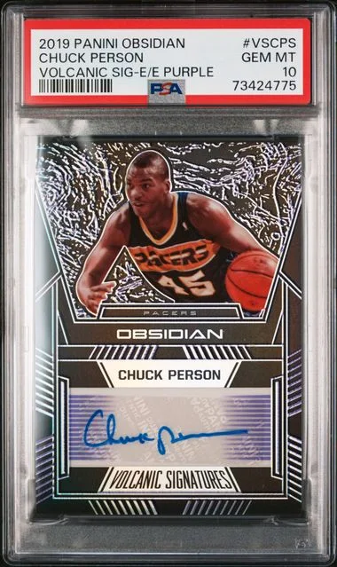 2019-20 Panini Obsidian Chuck Person Volcanic Signatures Electric Etch Purple #VS-CPS card image