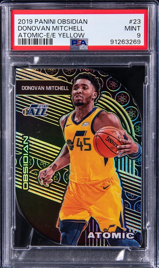 2019-20 Panini Obsidian Donovan Mitchell Atomic Electric Etch Yellow #23 card image
