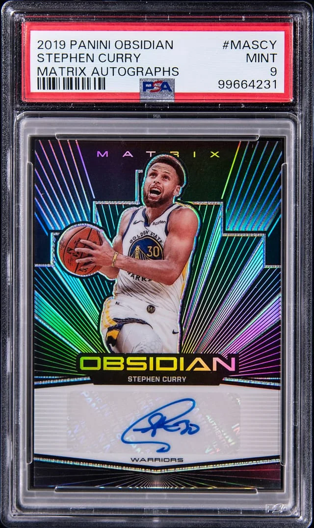 2019-20 Panini Obsidian Stephen Curry Matrix Autographs #MA-SCY card image