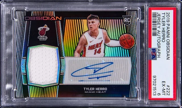 2019-20 Panini Obsidian Tyler Herro Jersey Autograph #222 card image