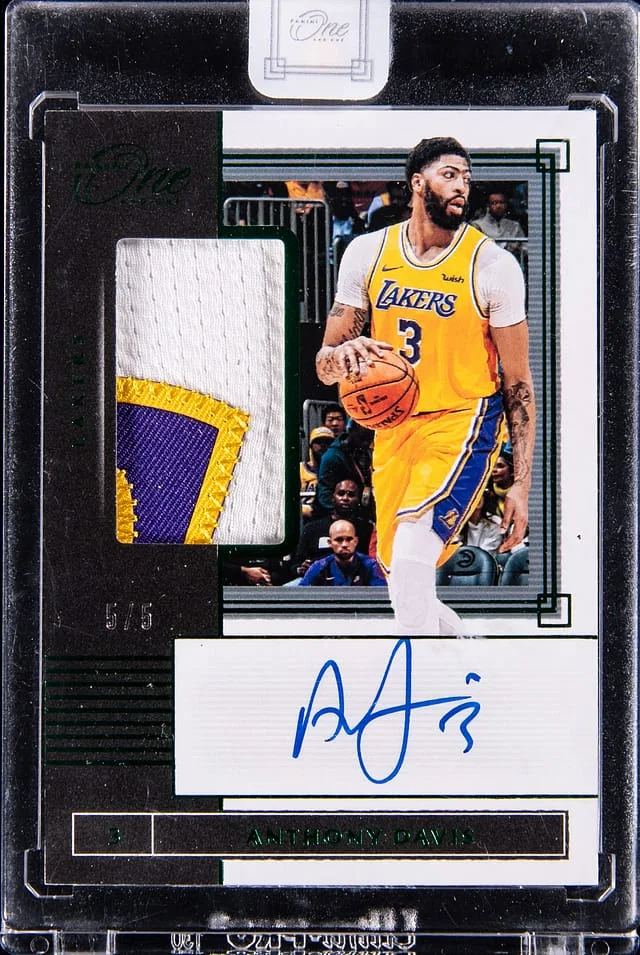 2019-20 Panini One and One Anthony Davis Jersey Autographs Emerald #JA-ADV card image