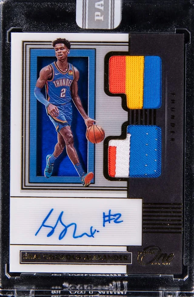 2019-20 Panini One and One Dual Jersey Autographs Gold White Box #DJA #no-number card image